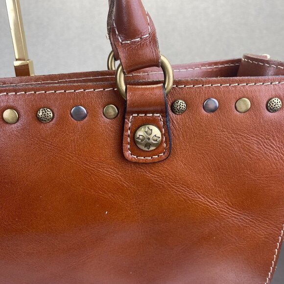Patricia Nash Zancona Tote Brown Leather Shoulder Bag Studded Double Handle - Picture 13 of 15